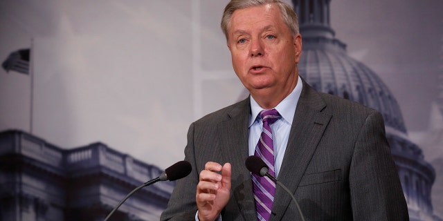 Senator Lindsey Graham (R-SC) speaks at a news conference about the recent attack in New York, on Capitol Hill in Washington, U.S., November 1, 2017. REUTERS/Aaron P. Bernstein - RC1BE4D89800