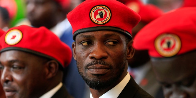 Ugandan musician turned politician, Robert Kyagulanyi also known as Bobi Wine attends a news conference at his home in Kasangati, Kampala, Uganda July 24, 2019. REUTERS/James Akena - RC147F8C5160