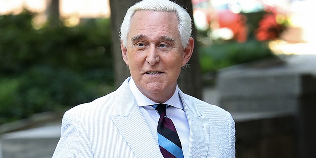 Roger Stone (R), the former adviser to U.S. President Donald Trump, arrives at the E. Barrett Prettyman United States Court House with his wife Nydia Stone (L) on July 16, 2019 in Washington, DC.
