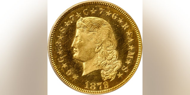 The front of the $4 Gold Stella coin. (Stack's Bowers Galleries)