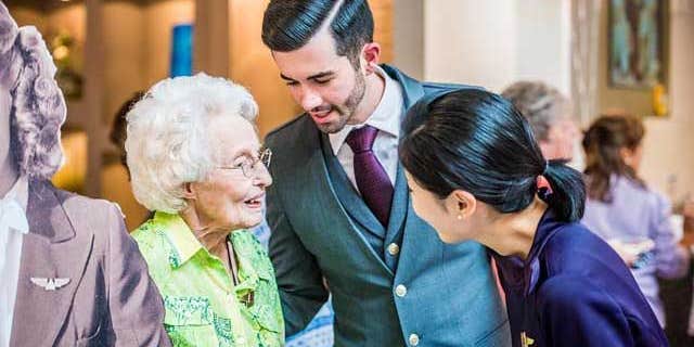 Delta helped organize Sybil's 102nd birthday party last June, where she celebrated with friends, family and a couple of current Delta employees.