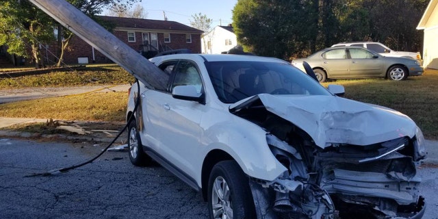 Police in Thomasville, N.C., said a parent dropped their kid off at school before they accidentally crashed into a utility pole.