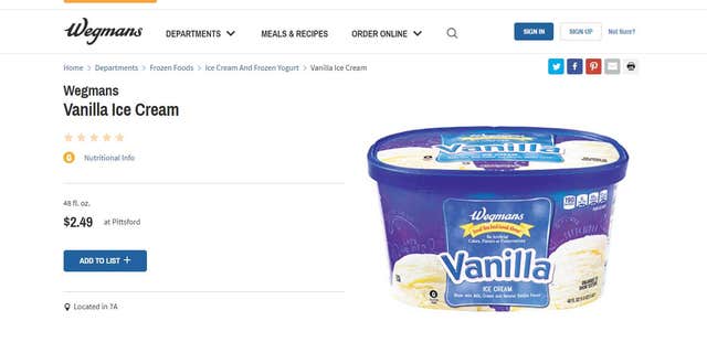The complaint alleged that Wegmans vanilla ice cream, as well as many other ice cream varieties that contained the flavor, gives a 