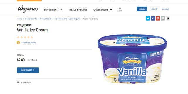 The complaint alleged that Wegmans vanilla ice cream, as well as many other ice cream varieties that contained the flavor, gives a