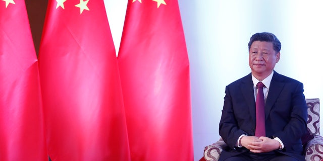 Chinese President Xi Jinping, waits for a bilateral meeting in Kathmandu, Nepal, Sunday, Oct. 13, 2019.