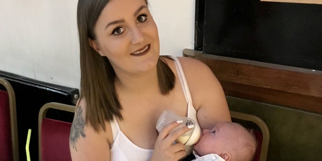 Callie Hayes with baby Teddy.
