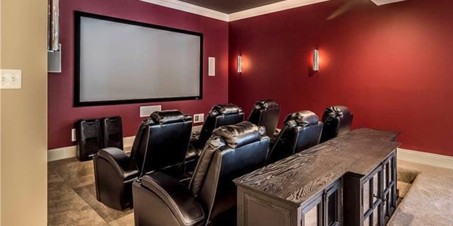 The basement features a home theater as well as a gym and a sauna.