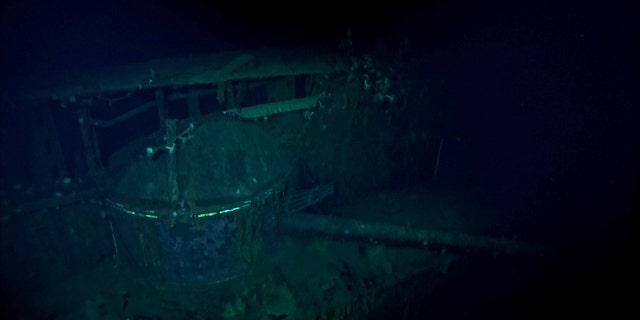 A 20 cm gun on the Kaga, which sank during the Battle of Midway in 1942. (Paul G. Allen’s Vulcan Inc.)