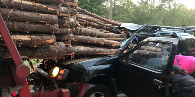 A driver survived with "minor" injuries are logs from a logging truck pierced the an SUV in a crash earlier this month in Georgia.