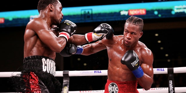 Charles Conwell (L) and Patrick Day exchange punches in the sixth round of their Super-Welterweight bout at Wintrust Arena on October 12, 2019 in Chicago, Illinois. (Photo by Dylan Buell/Getty Images)