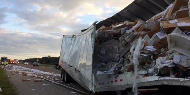 The U.S. Postal Service said no first-class mail or parcels was in the truck, but advertisements that were to be sent through the mail.