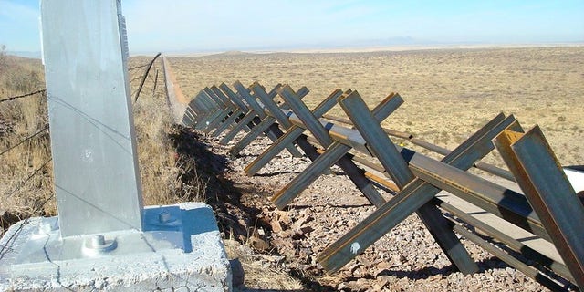 Vehicle barriers that have already been replaced with a 30-foot wall along many miles of the border (Courtesy CBP)