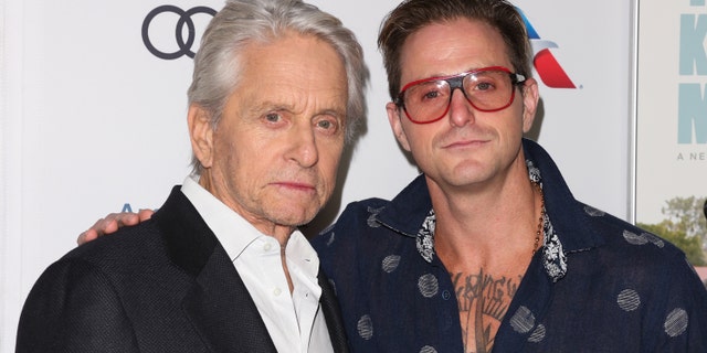 Michael Douglas, left and Cameron Douglas attend the 2018 AFI FEST world premiere screening of