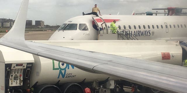 Paralympic medalist James Brown climbed atop a British Airways flight preparing for takeoff at London City Airport The Independent reports and filmed the feat for social media