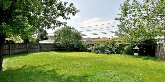 An image of the backyard of the Norwood Park, Ill. home for sale.