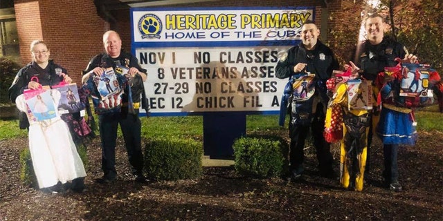 Officers with the Wentzville Police Department in Missouri pooled their money together and bought costumes for children in need on Tuesday after finding out some students at a local elementary school couldn’t afford to get one for the school’s Halloween party.