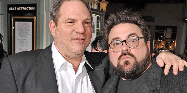 Executive producer Harvey Weinstein and writer/director Kevin Smith arrive at the "Zack and Miri Make a Porno" premiere held at Grauman's Chinese Theater on Oct. 20, 2008 in Los Angeles.