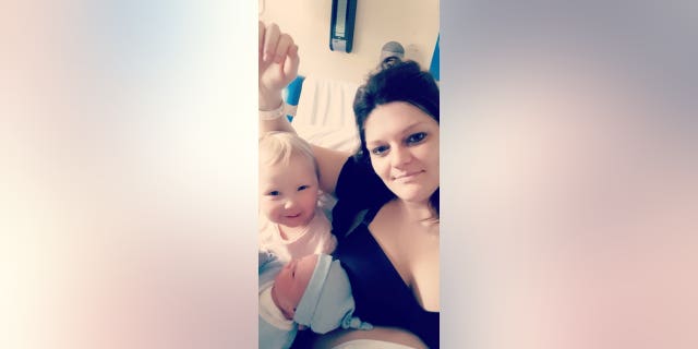 Claire Curtis (right) with Millie and baby Charlie.