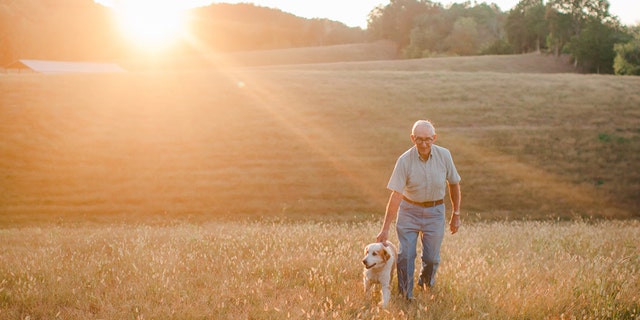 Rice's wife was too sick to participate in most of the shoot, so his dog, Lassie, joined him instead.