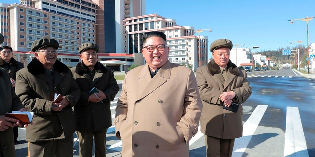 The government-run agency also said that during a visit later that day in Samjiyon County, Kim lamented over the U.S.-led U.N. sanctions that were imposed after nuclear talks broke down. (Korean Central News Agency/Korea News Service via AP)