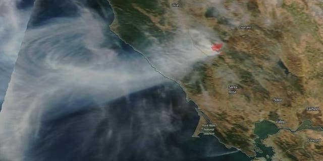 NASA's Terra satellite captured an image of the Kincade Fire in California last week.