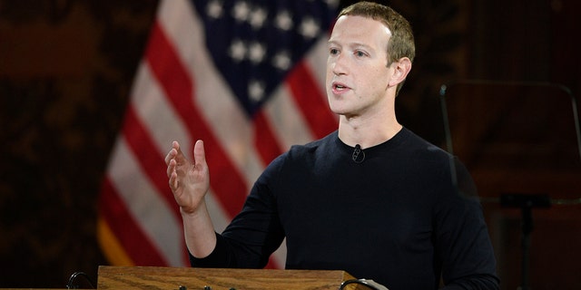 In this Oct. 17, 2019, file photo Facebook CEO Mark Zuckerberg speaks at Georgetown University in Washington. (AP Photo/Nick Wass)