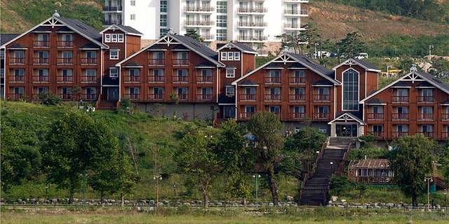 In this 2011 file photo, South Korean invested villas line the coastline of the Mount Kumgang resort, also known as Diamond Mountain, in North Korea. (AP)