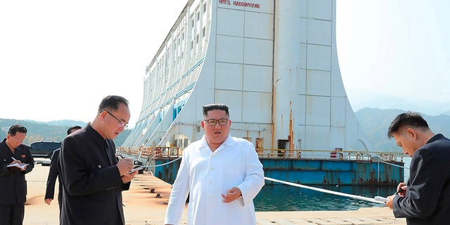 In this undated photo provided by the North Korean government, North Korean leader Kim Jong Un visits the Diamond Mountain resort in Kumgang, North Korea.