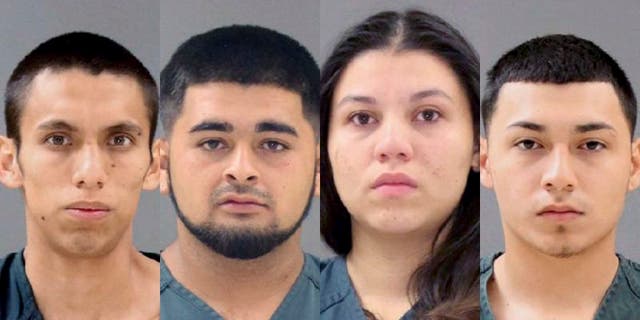 (Left to right) Ronald Mendez-Sosa, Francisco Ramirez-Pena, Brenda Argueta and Ervin Arrue-Figueroa, whom investigators have identified as MS-13 members.