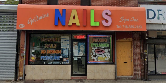 NYPD Officer Lesly Lafontant was attacked with a metal chair Friday inside the Goldmine Nails Spa in Brownsville, Brooklyn, police say.