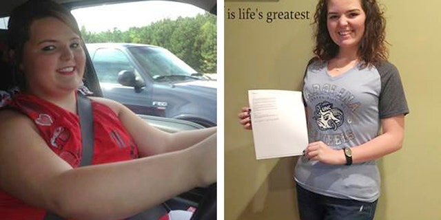 Cette combinaison de photos non datées fournies par la famille en octobre 2019 montre Faith Newsome avant et après un pontage gastrique. À 5 pieds, 8 pouces et 273 livres, son IMC était presque 42 et il avait une pression artérielle élevée et prédiabète quand il a subi la procédure à 16 ans. (Photographies de famille par AP)