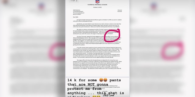 Beckham took to social media to blast the league for the $14,000 fine.