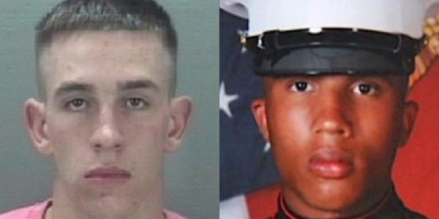 Tyler Prudden, 30, left, and Marine Lance Cpl. LaNija Gilpatrick