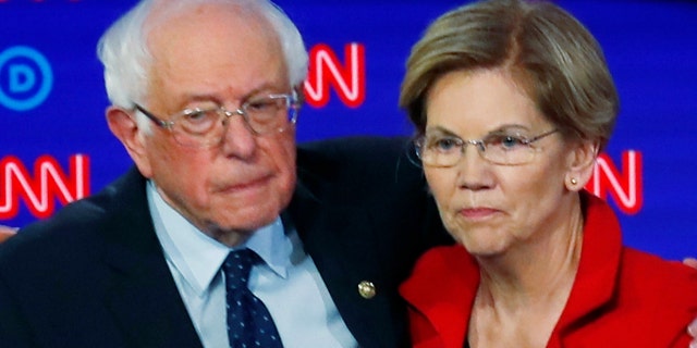 Bernie Sanders slams Elizabeth Warren as ‘capitalist’ 2 In this July 30, 2019 file photo, Sen. Bernie Sanders, I-Vt., and Sen. Elizabeth Warren, D-Mass., embrace after the first of two Democratic presidential primary debates hosted by CNN in the Fox Theatre in Detroit. (AP Photo/Paul Sancya)