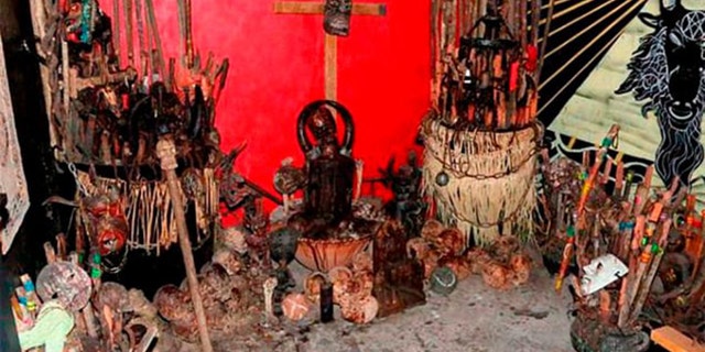 The altar found inside the suspected drug trafficking den in Mexico City. (Secretariat of Citizen Security of Mexico City)