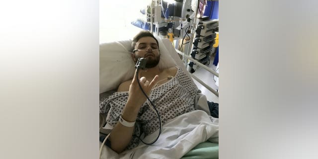 Harry Mockett in the hospital. (SWNS)