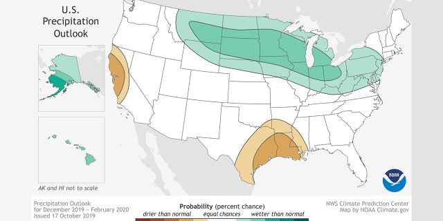 Winter likely to be warmer but have 'large swings' in temperatures and precipitation, NOAA says 4 Above-normal precipitation is forecast this winter in Alaska, Hawaii, and northern parts of the country.