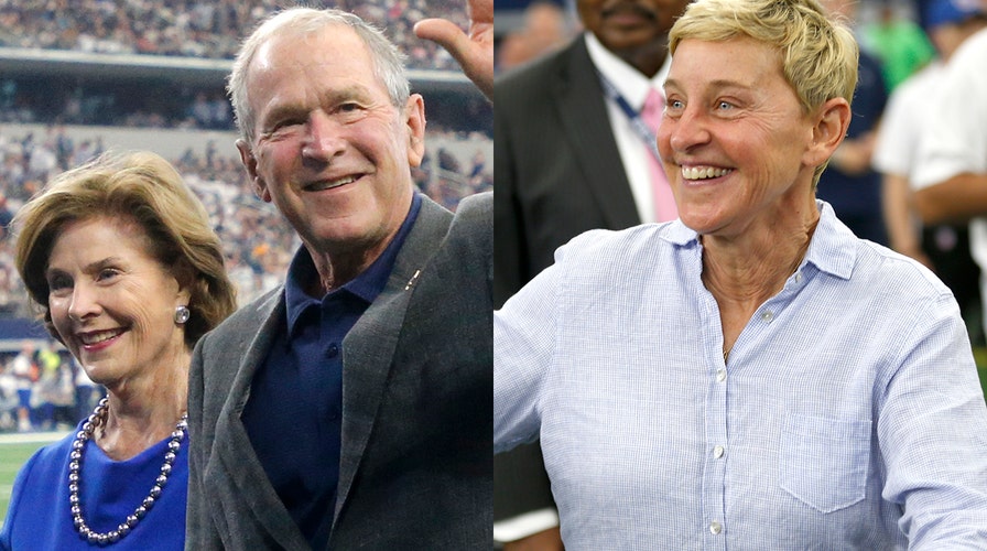 Ellen DeGeneres defends sitting with former President George W. Bush at football game