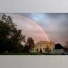 A double rainbow appears in the sky over the White House, in Washington, Oct. 22, 2019. 