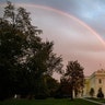 A double rainbow appears in the sky over the White House, in Washington, Oct. 22, 2019. 