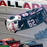 Brendan Gaughan flips in turn 3 during a NASCAR Cup Series auto race at Talladega Superspeedway, Oct 14, 2019. 
