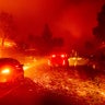 Embers fly across a roadway as the Kincade Fire burns through the Jimtown community of Sonoma County, Calif., on Thursday, Oct. 24, 2019. (AP Photo/Noah Berger)