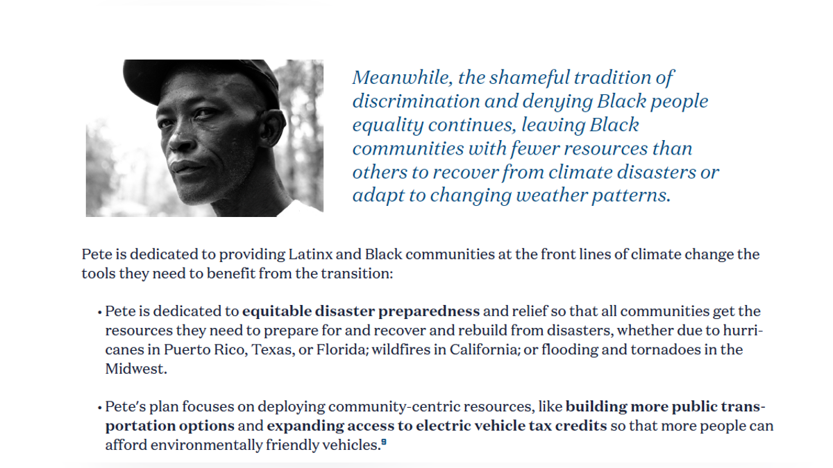 Screen grab from Buttigieg campaign PDF