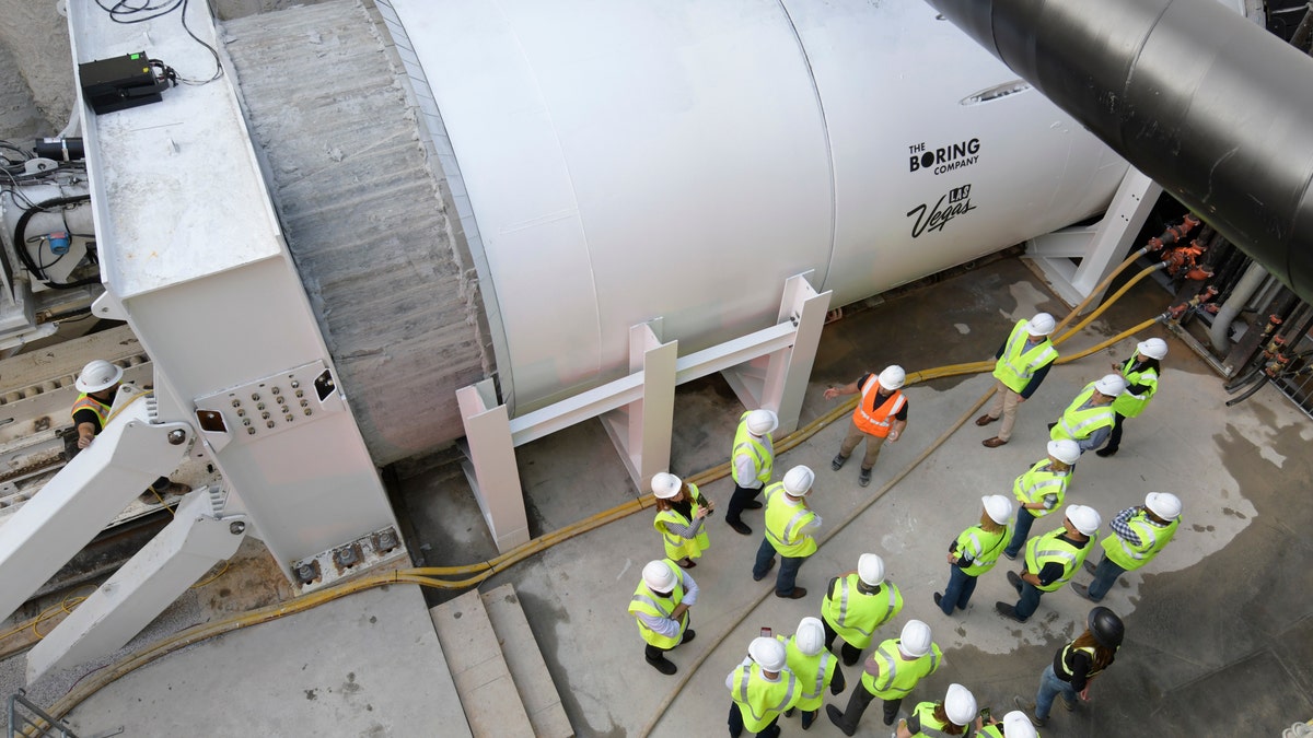 Guests get a tour of the Boring Machine before the Boring Company begins tunneling for the Las Vegas Convention Center people mover that will eventually connect the South Hall to the new West Hall expansion Friday, November 15, 2019.