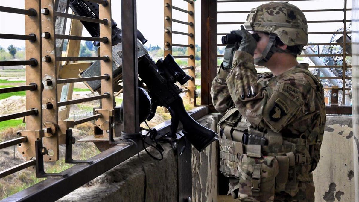 A U.S. Army Sgt. provided security from an observation tower at Forward Operating Base Fenty in Afghanistan. 
