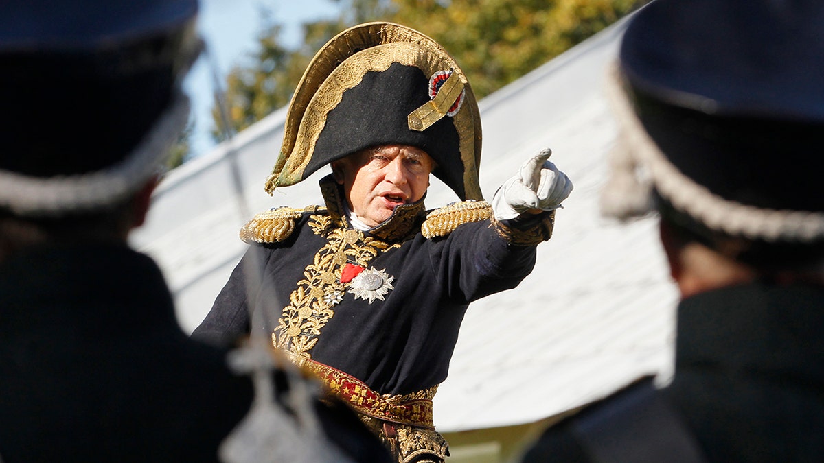 Oleg Sokolov, a history professor at St. Petersburg State University, speaking at a staged battle reenactment.
