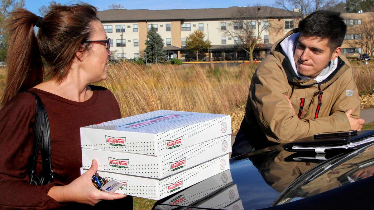 The college senior explained his operation – which is run entirely from his small sedan – started when he went to buy Krispy Kreme doughnuts for his girlfriend and decided to see if anyone else would be interested in purchasing the treats from him.