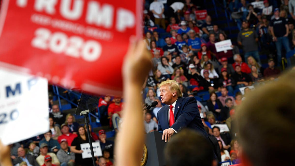 President Donald Trump speaks during a campaign rally in Lexington, Ky., Monday, Nov. 4, 2019. (AP Photo/Susan Walsh)