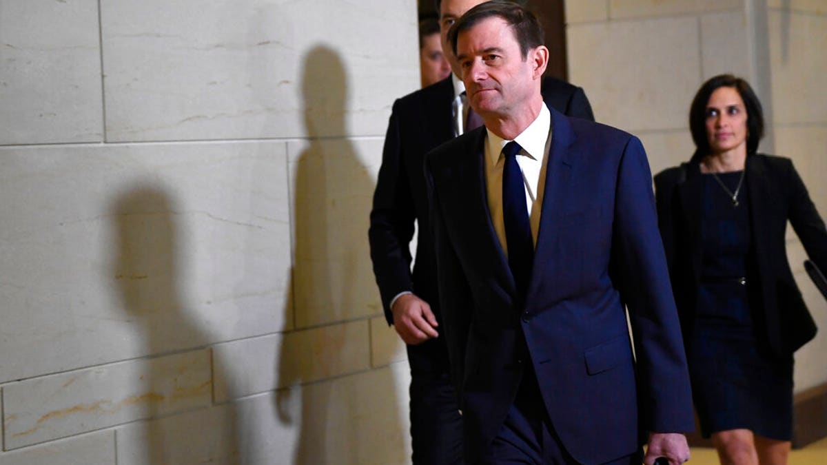 David Hale, Under Secretary of State for Political Affairs, arrives on Capitol Hill in Washington, Wednesday, Nov. 6, 2019, to be interview for the impeachment inquiry. (AP Photo/Susan Walsh)