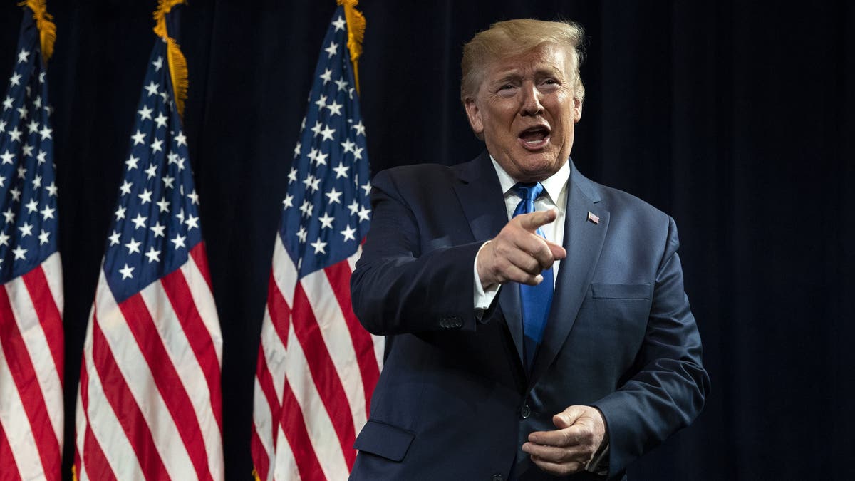 President Donald Trump arrives to speak at the launch of "Black Voices for Trump," at the Georgia World Congress Center, Friday, Nov. 8, 2019, in Atlanta. (AP Photo/ Evan Vucci)